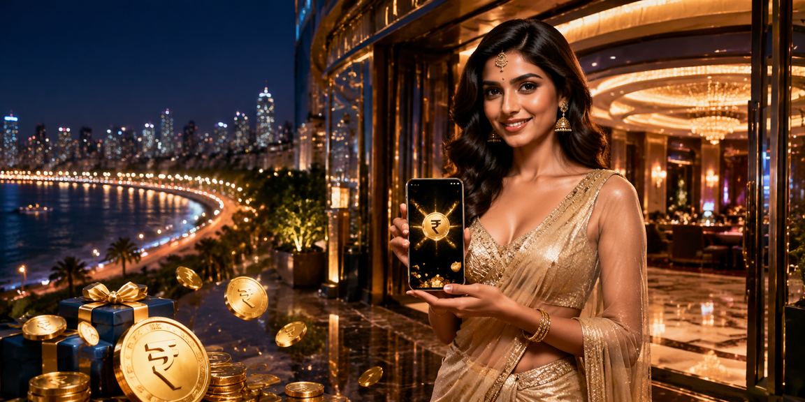 Mumbai night view with cricket fans betting on apps